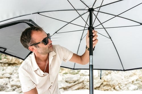 VirtuFit Strandparasol Premium - Windscherm - 225 cm - Grijs - sfeerafbeelding 3