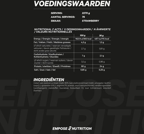 Empose Nutrition Whey Protein - Eiwit Poeder - Aardbei - 2270 gram-3