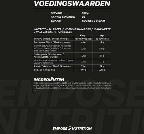 Empose Nutrition Whey Protein - Cookies & Cream - 908 gram-3