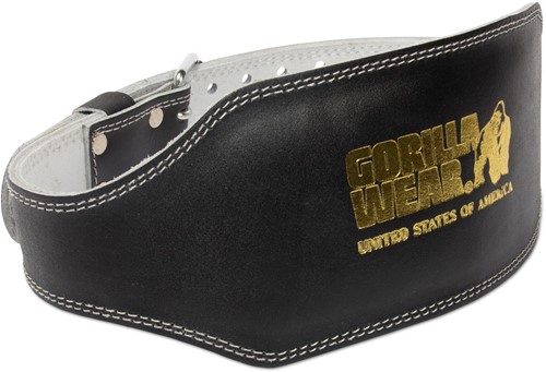 Gorilla Wear Halterriem - 6 Inch Leren Lifting Belt - Zwart/Goud - S/M