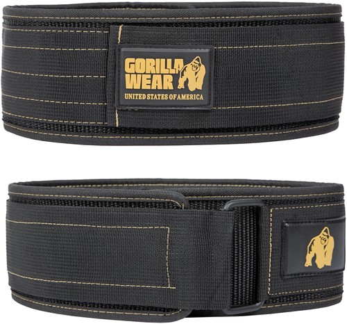 Gorilla Wear 4 Inch Nylon Lifting Belt - Zwart/Goud