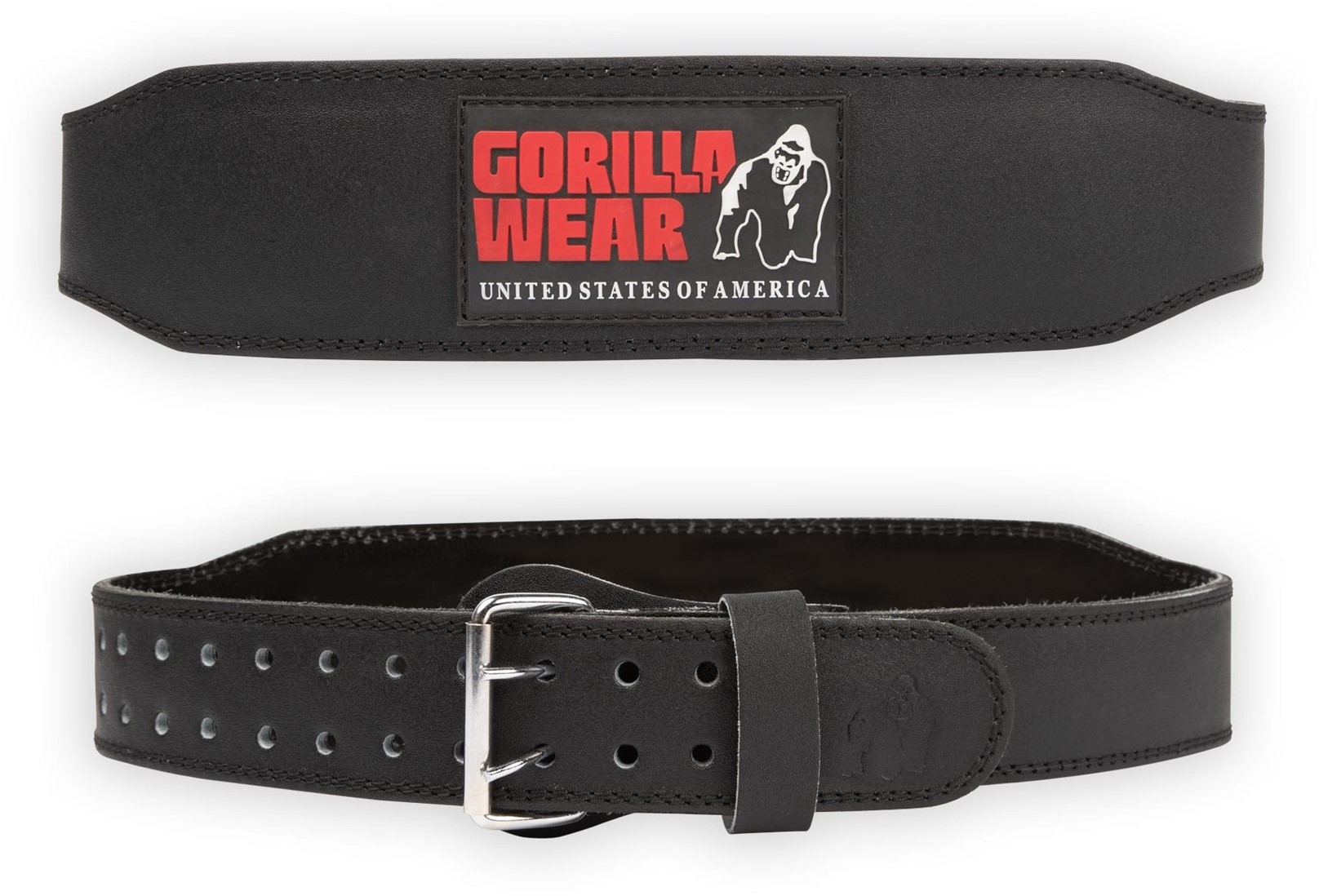 Gorilla Wear 4 Inch Padded Leather Lifting Belt - Black/Red - S/M