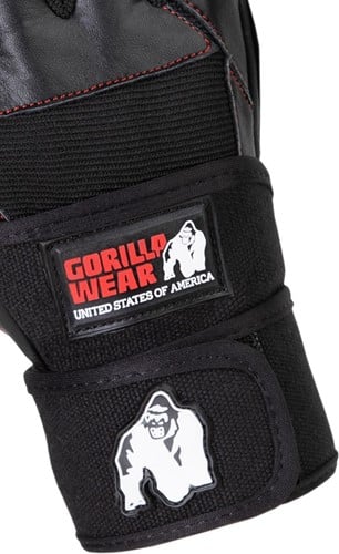 Gorilla Wear Dallas Wrist Wrap Handschoenen - Fitness Handschoenen - Zwart/Rode Stiksels-3